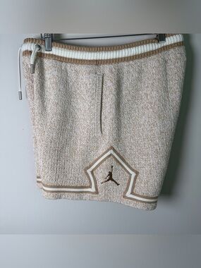 Air Jordan Nike Womens Knit Shorts Oatmeal High Rise Loose Streetwear Limited M